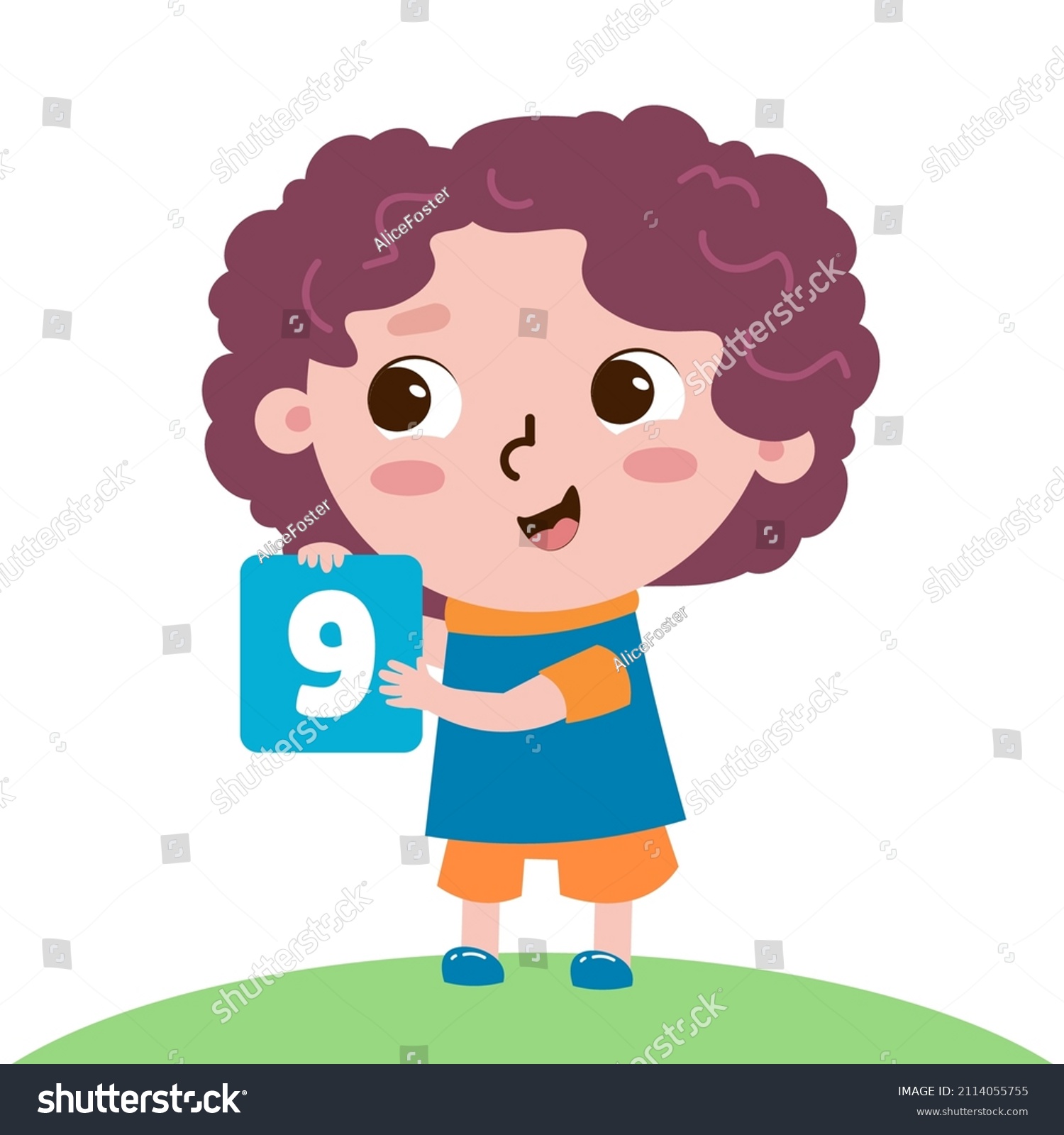 Little Cute Boy Number 9 On Stock Vector (Royalty Free) 2114055755