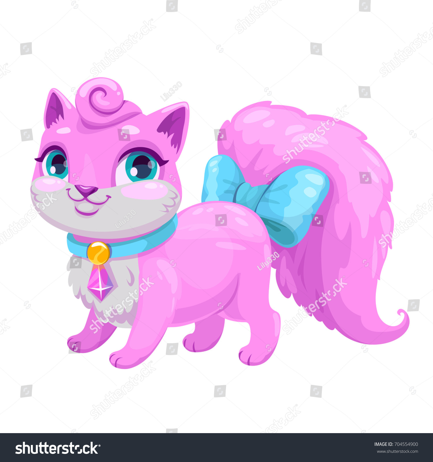 Little Cute Cartoon Kitty Princess Vector Stock Vector Royalty Free