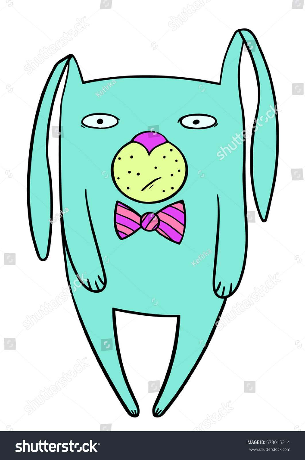 Download Little Cute Rabbit Bow Tie Stock Vector 578015314 ...