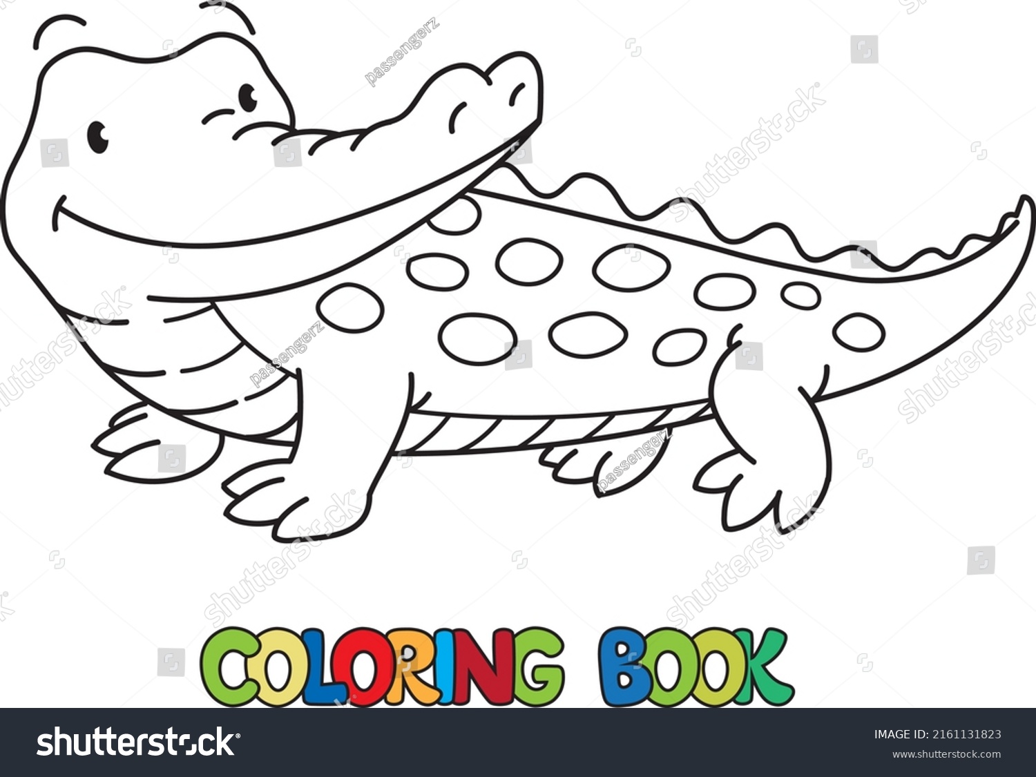 Little Funny Alligator Crocodile Coloring Book Stock Vector (Royalty