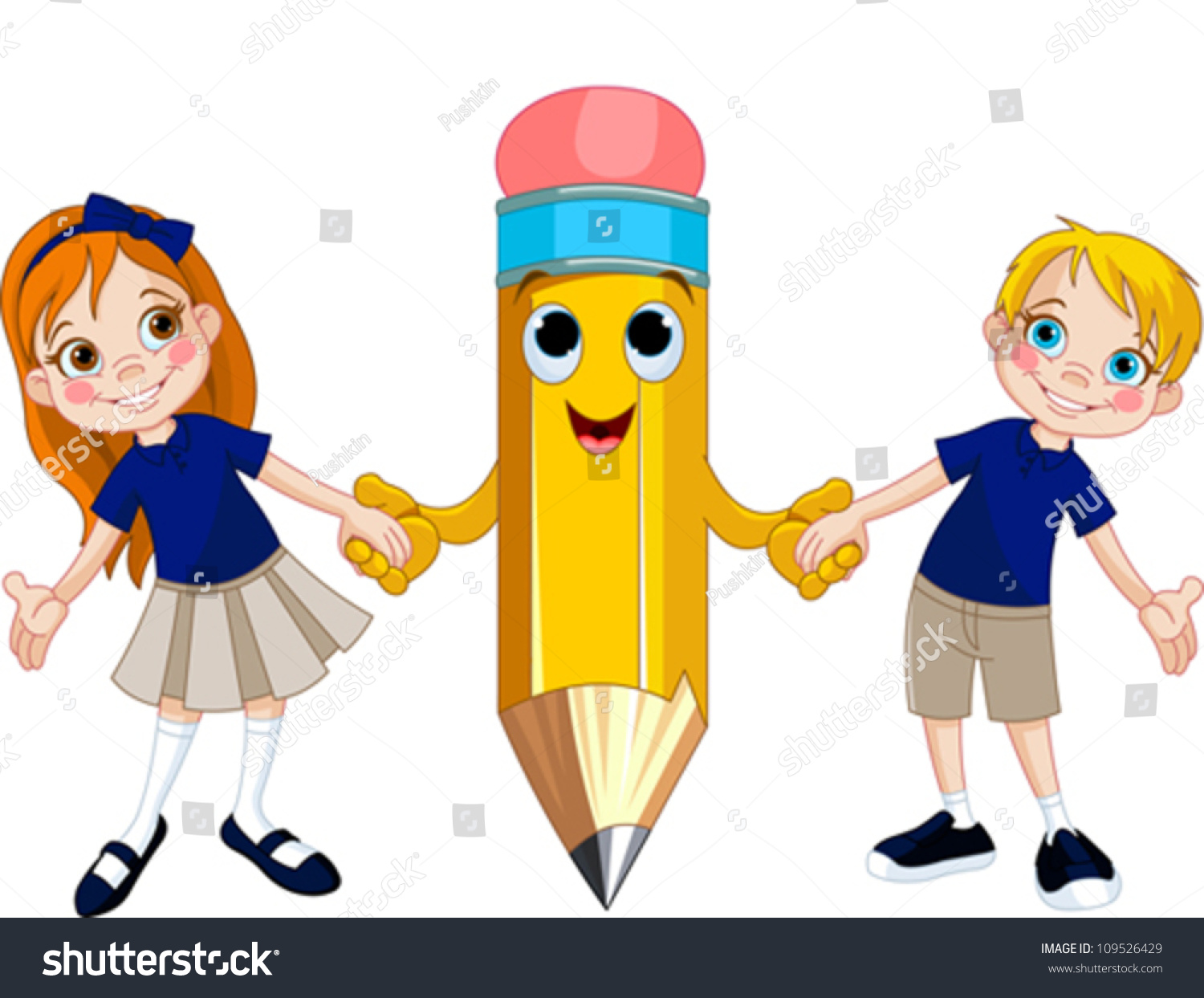 Little Girl Boy Holding Hands Giant Stock Vector Royalty Free