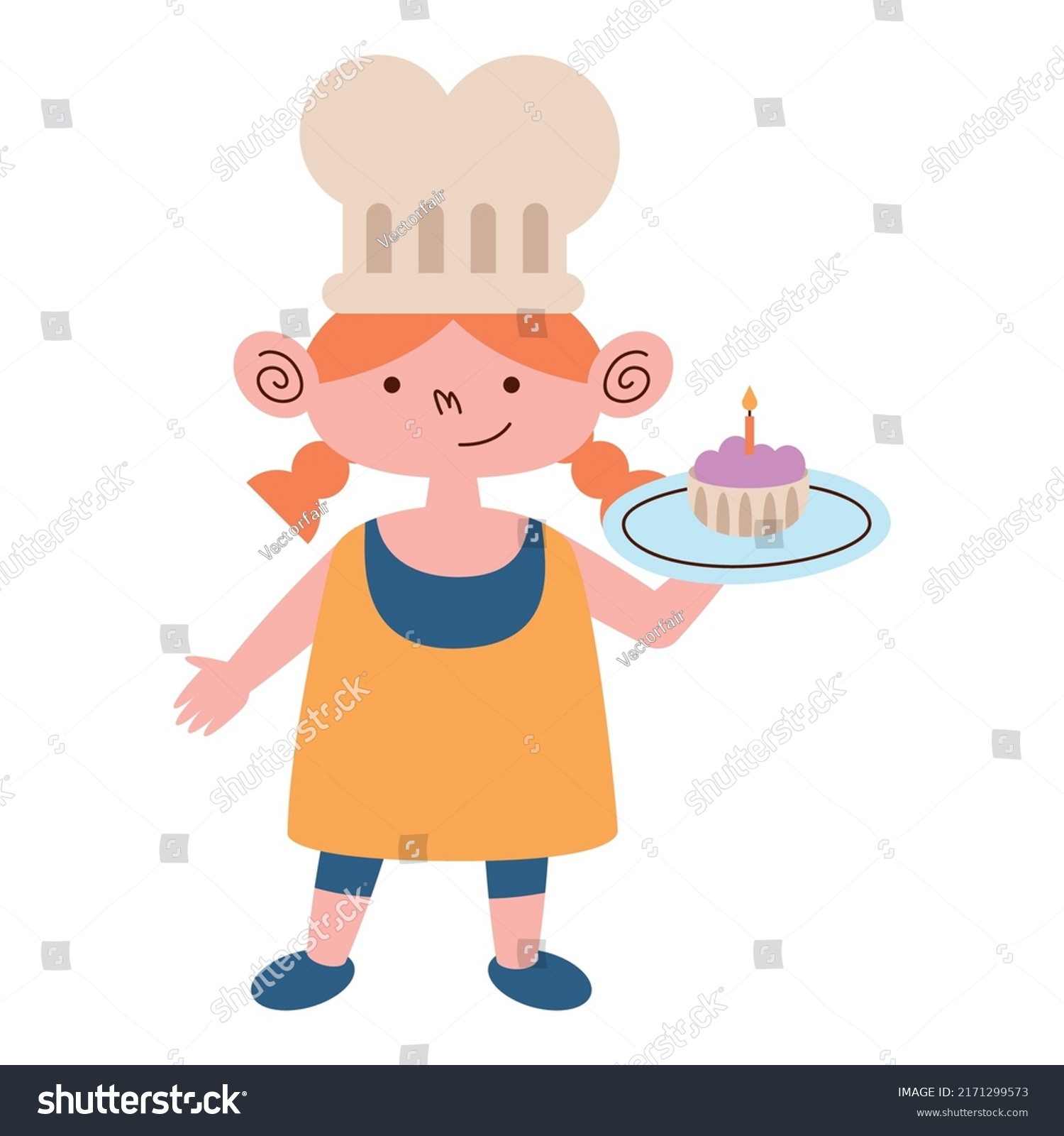 Little Girl Chef Cupcake Stock Vector (Royalty Free) 2171299573 ...