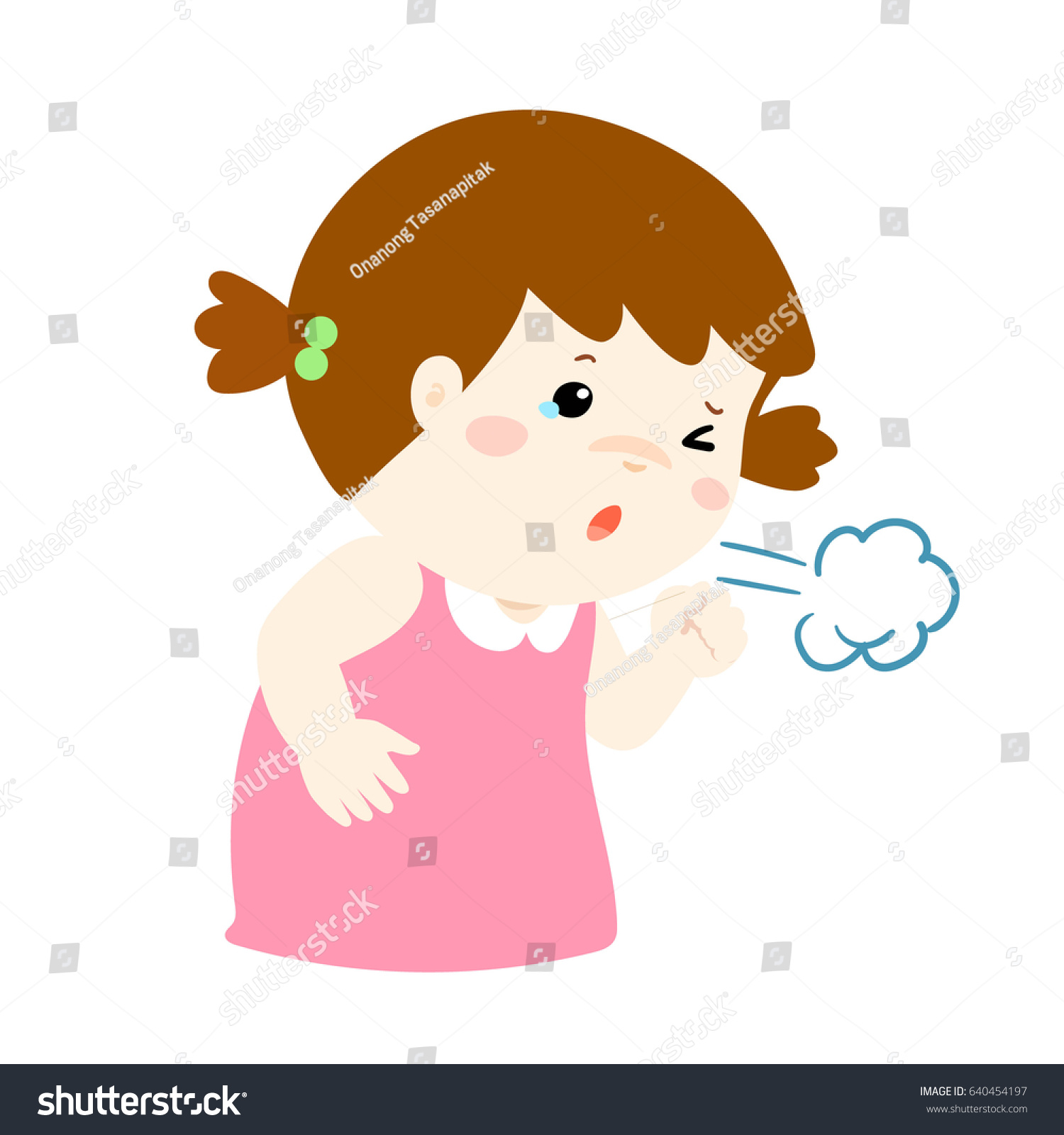 Little Girl Coughing Vector Cartoon Illustration Stock Vector (Royalty ...