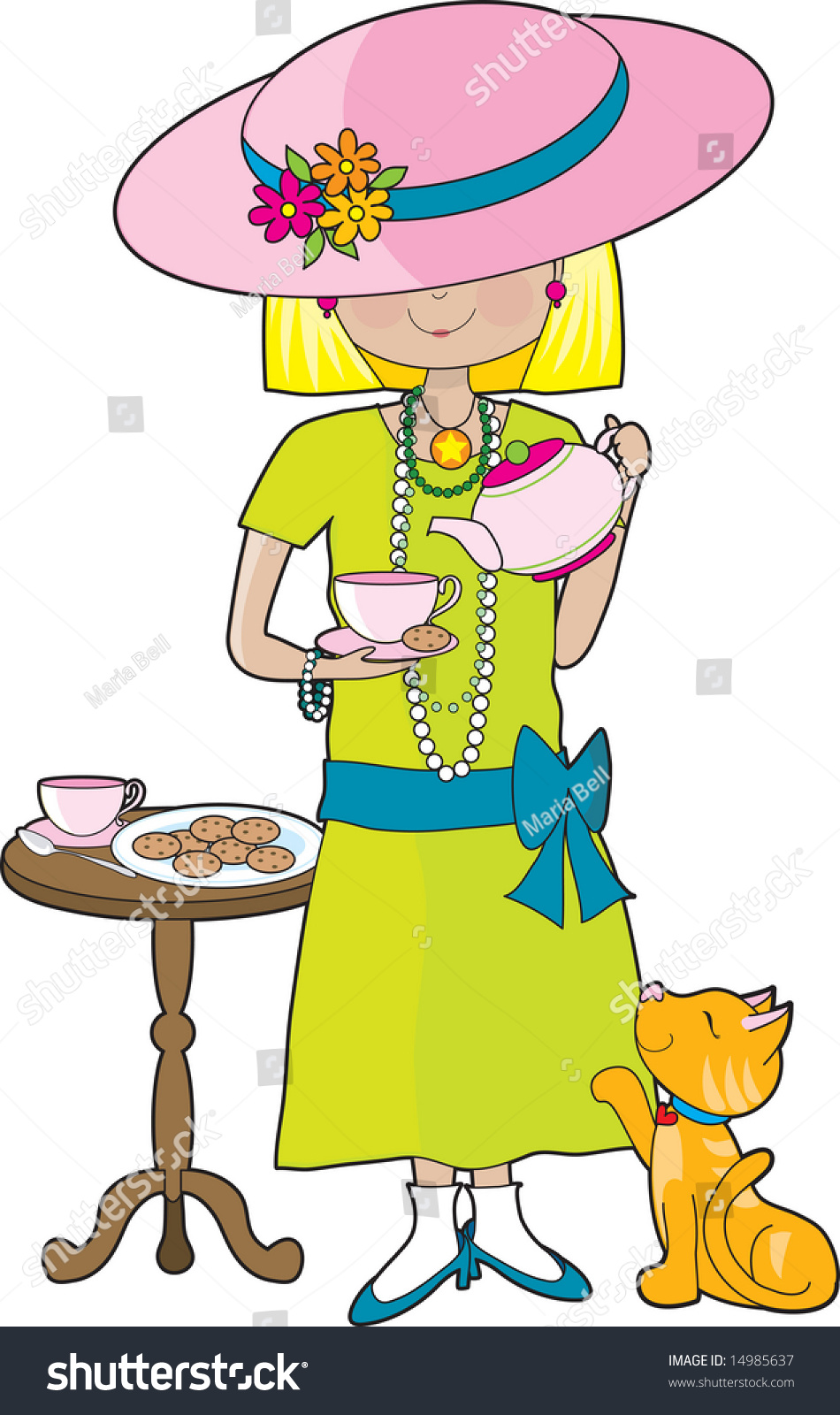 Little Girl Dressed Her Mothers Clothes Stock Vector (Royalty Free ...