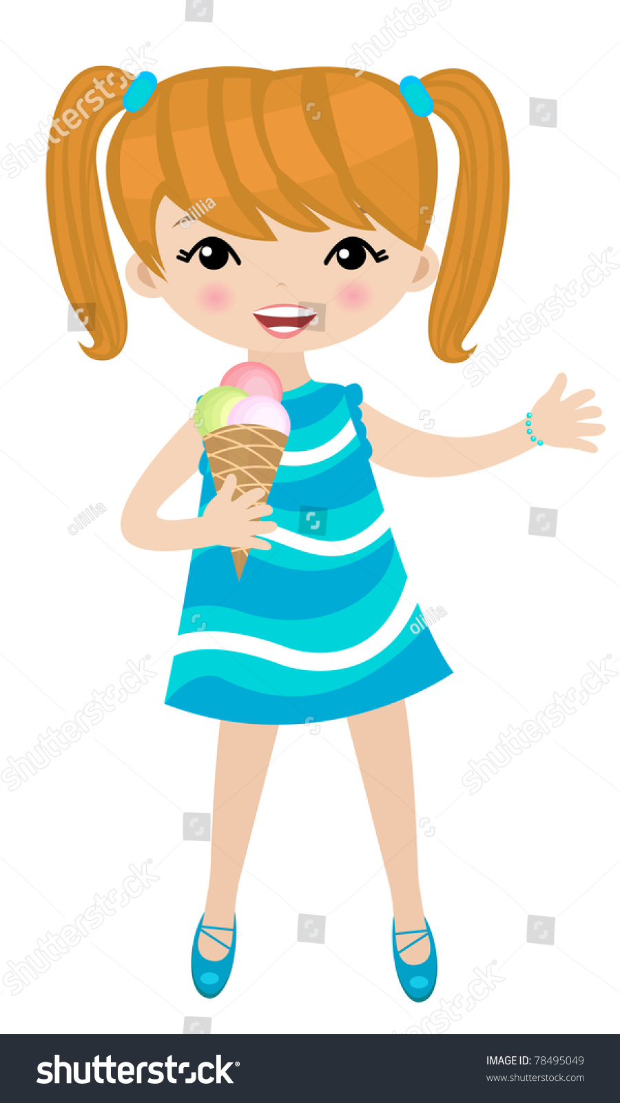 Little Girl Eating Ice Cream Stock Vector Royalty Free