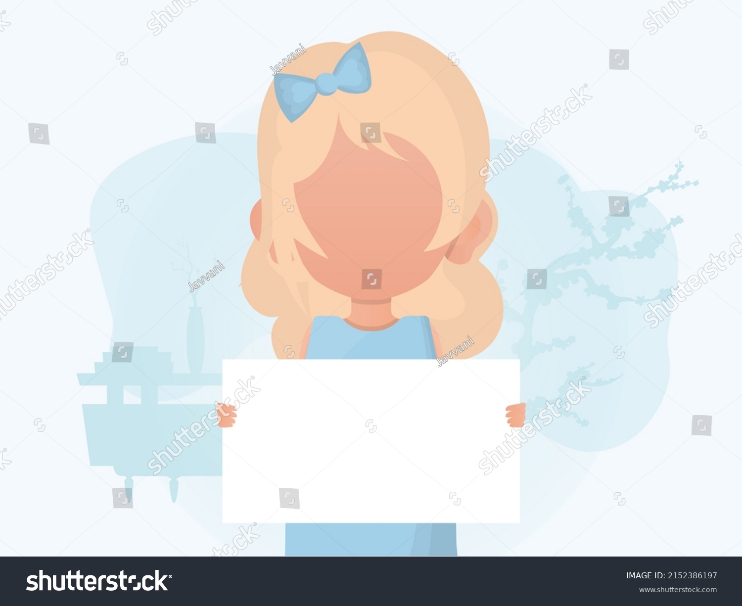 Little Girl Holding Empty Banner Her Stock Vector (Royalty Free