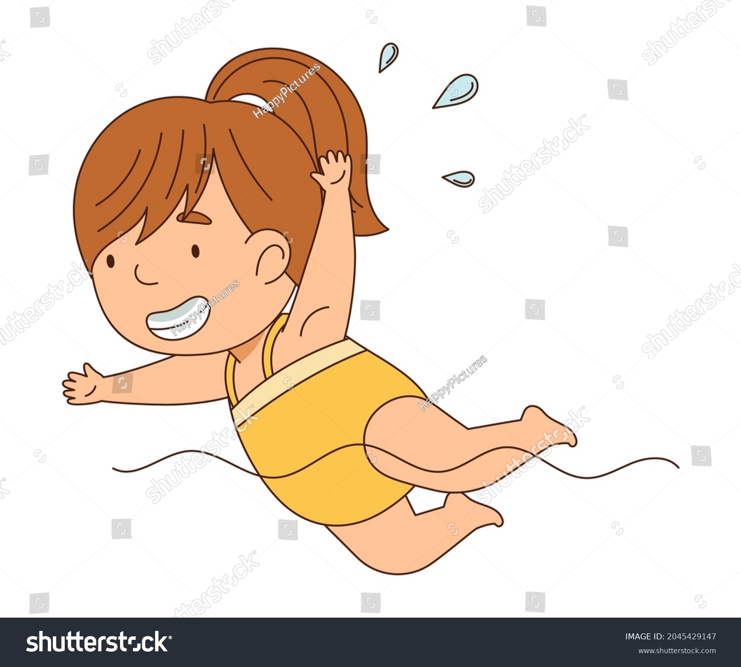 Little Girl Swimsuit Swimming Water Vector Stock Vector (Royalty Free ...