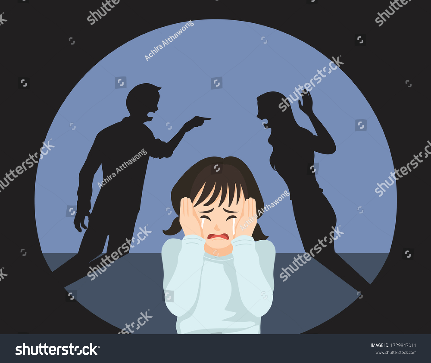 Little Girl Crying Because Her Parents Stock Vector (Royalty Free ...