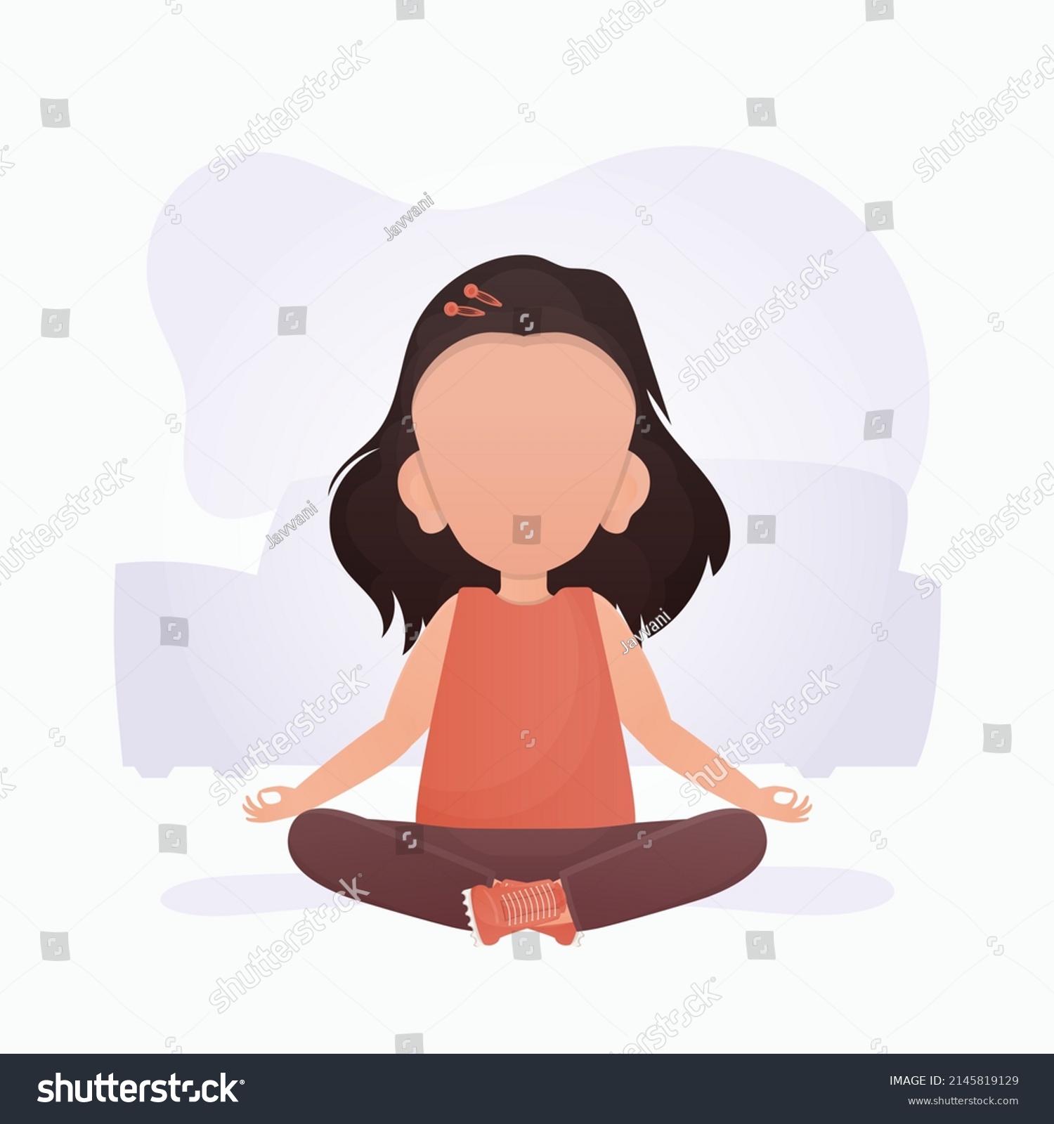 Little Girl Doing Yoga Childrens Meditation Stock Vector (Royalty Free ...