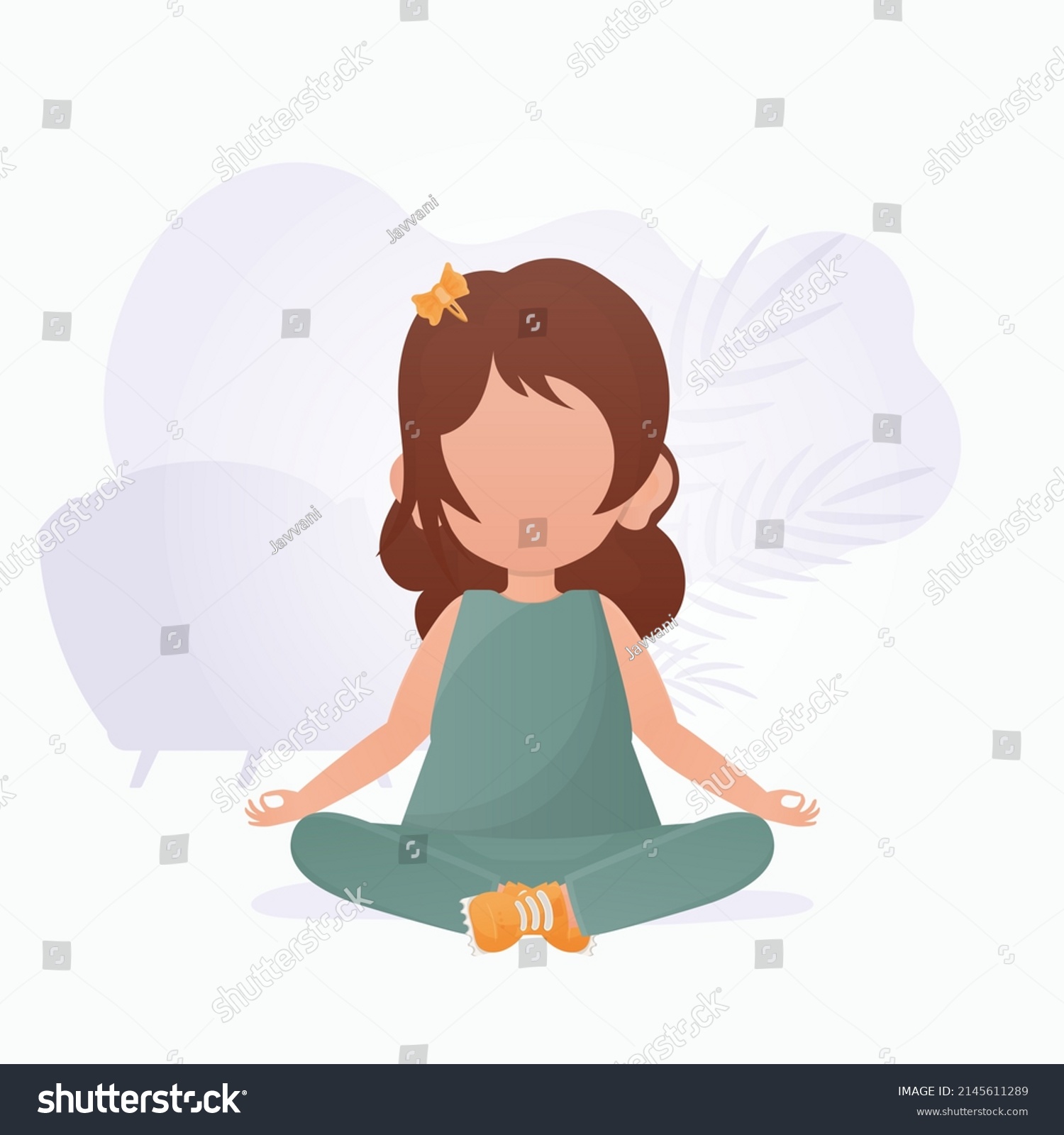 Little Girl Doing Yoga Childrens Meditation Stock Vector (Royalty Free ...