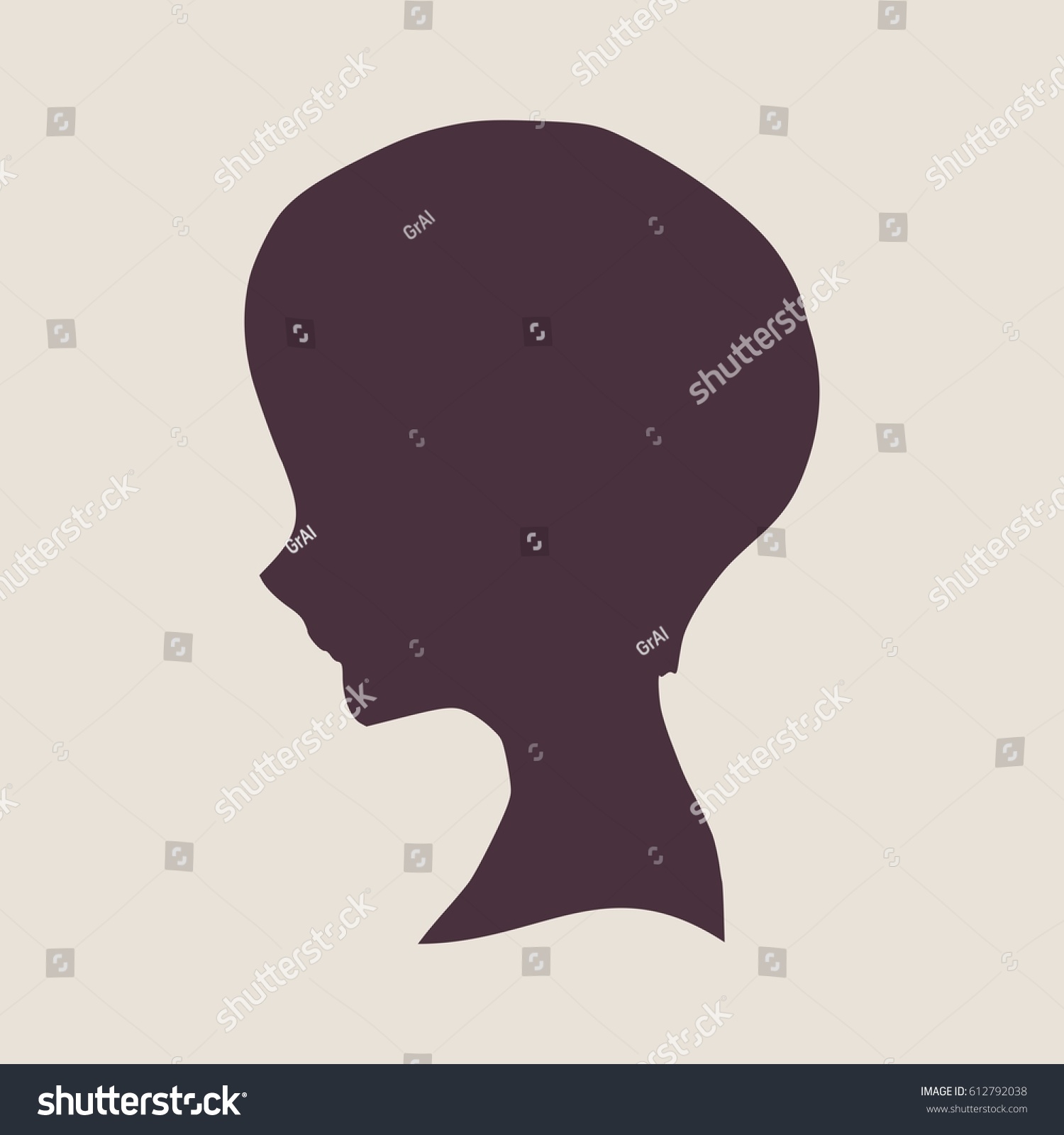 Little Girl Profile Silhouette Vector Illustration Stock