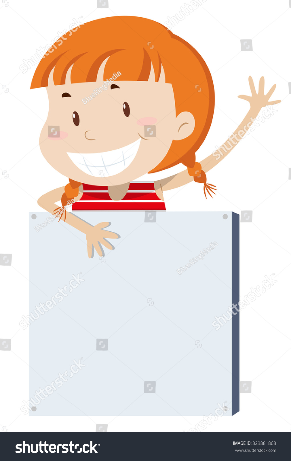 Little Girl Smiling Empty Sign Illustration Stock Vector (Royalty Free ...