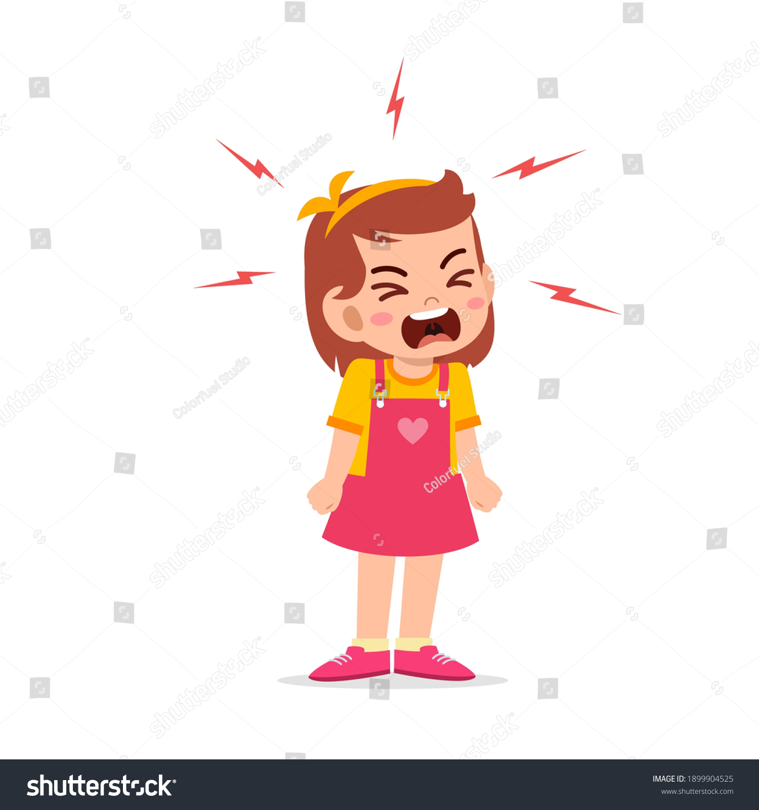 Little Girl Tantrum Scream Very Loud Stock Vector (Royalty Free ...