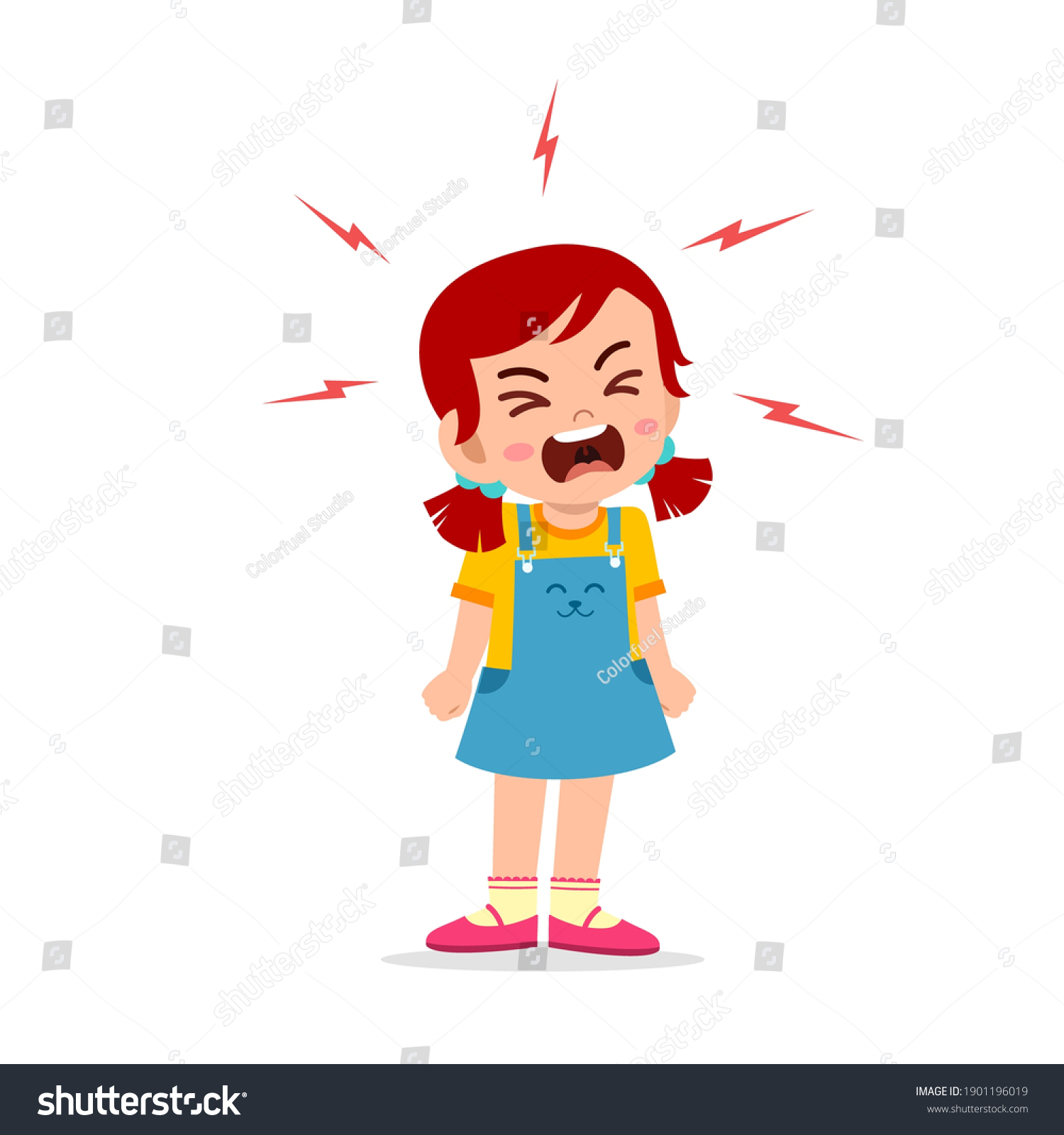 Little Girl Tantrum Scream Very Loud Stock Vector (Royalty Free ...