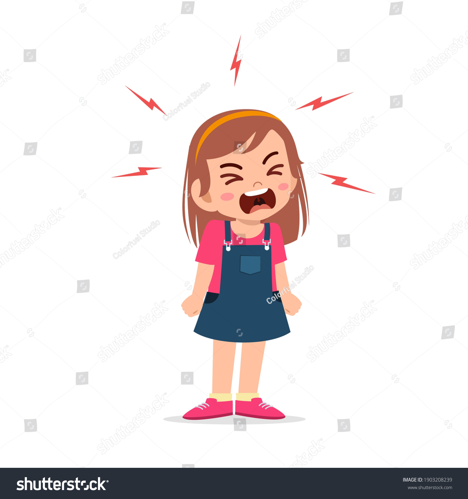 Little Girl Tantrum Scream Very Loud Stock Vector (Royalty Free ...