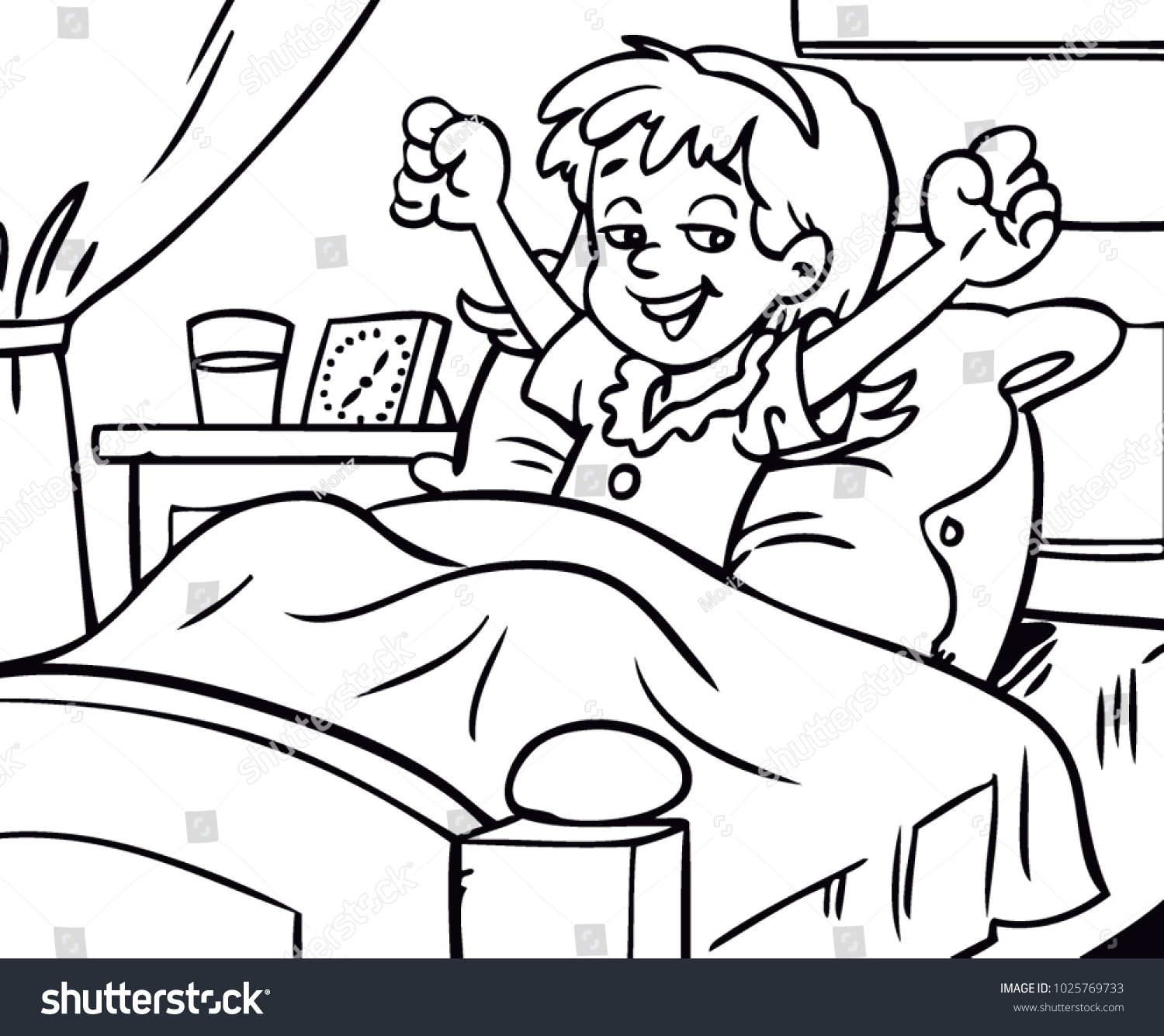 Coloring Page Of A Little Girl Wake Up Coloring Pages