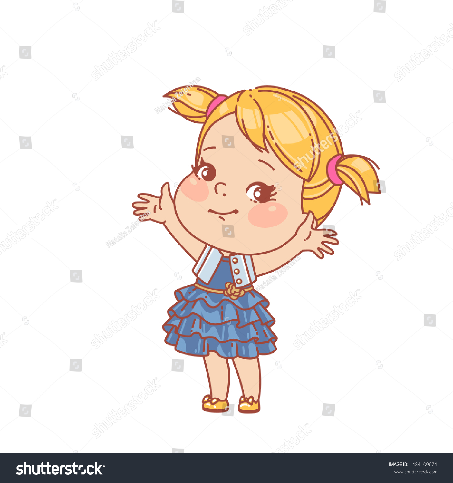 Little Girl Wearing Jeans Denim Clothes Stock Vector (Royalty Free ...