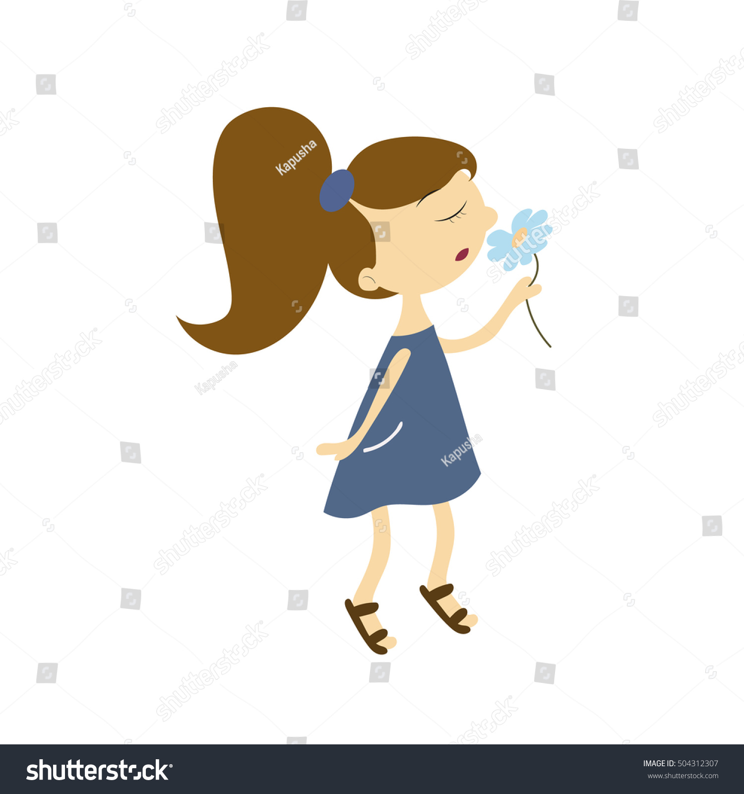 Little Girl With A Flower Stock Vector Illustration 504312307 ...