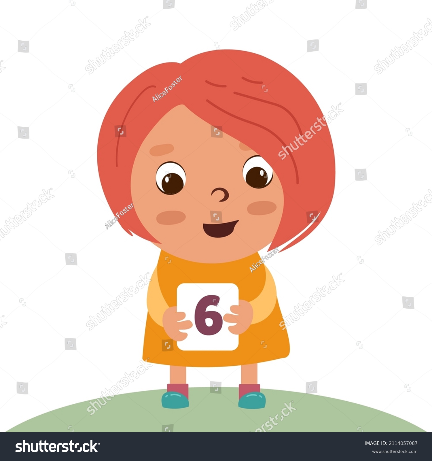 Little Girl Number 6 On Card Stock Vector (Royalty Free) 2114057087 ...