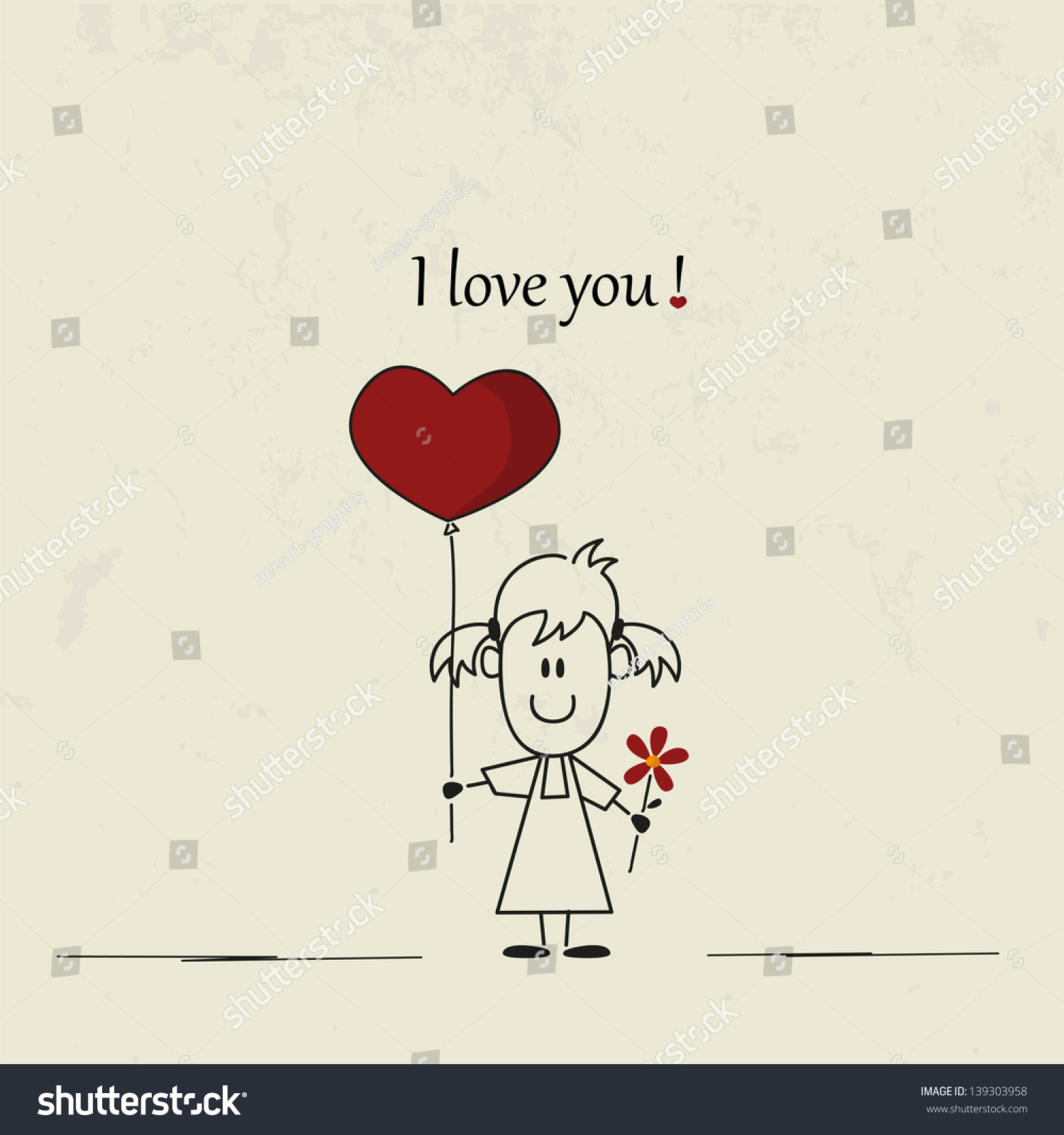 SVG of Little girl with red balloon and flower svg