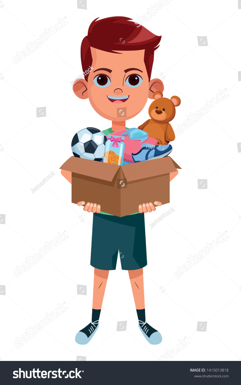 Little Kid Boy Carrying Box Toys Stock Vector (Royalty Free) 1415013818 ...