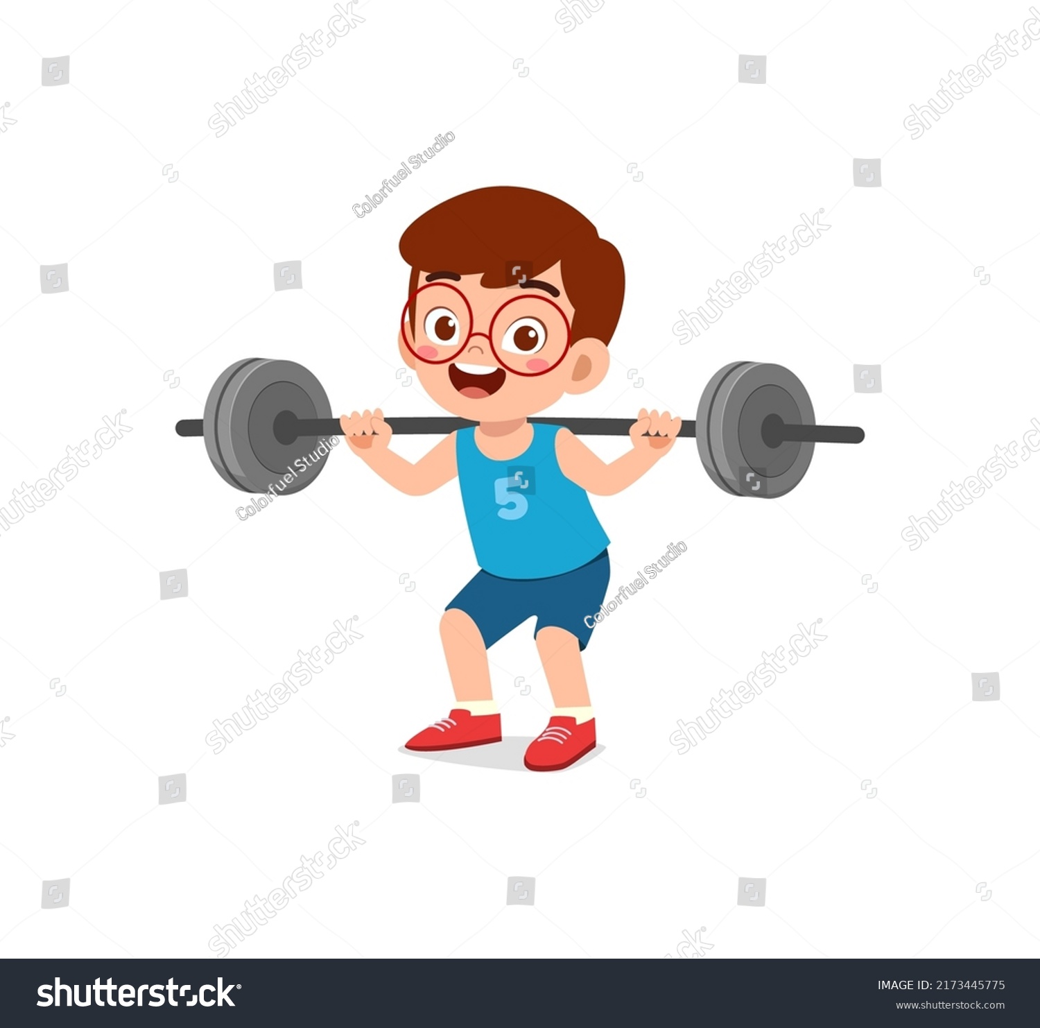 Little Kid Do Workout Weight Lifting Stock Vector (Royalty Free ...