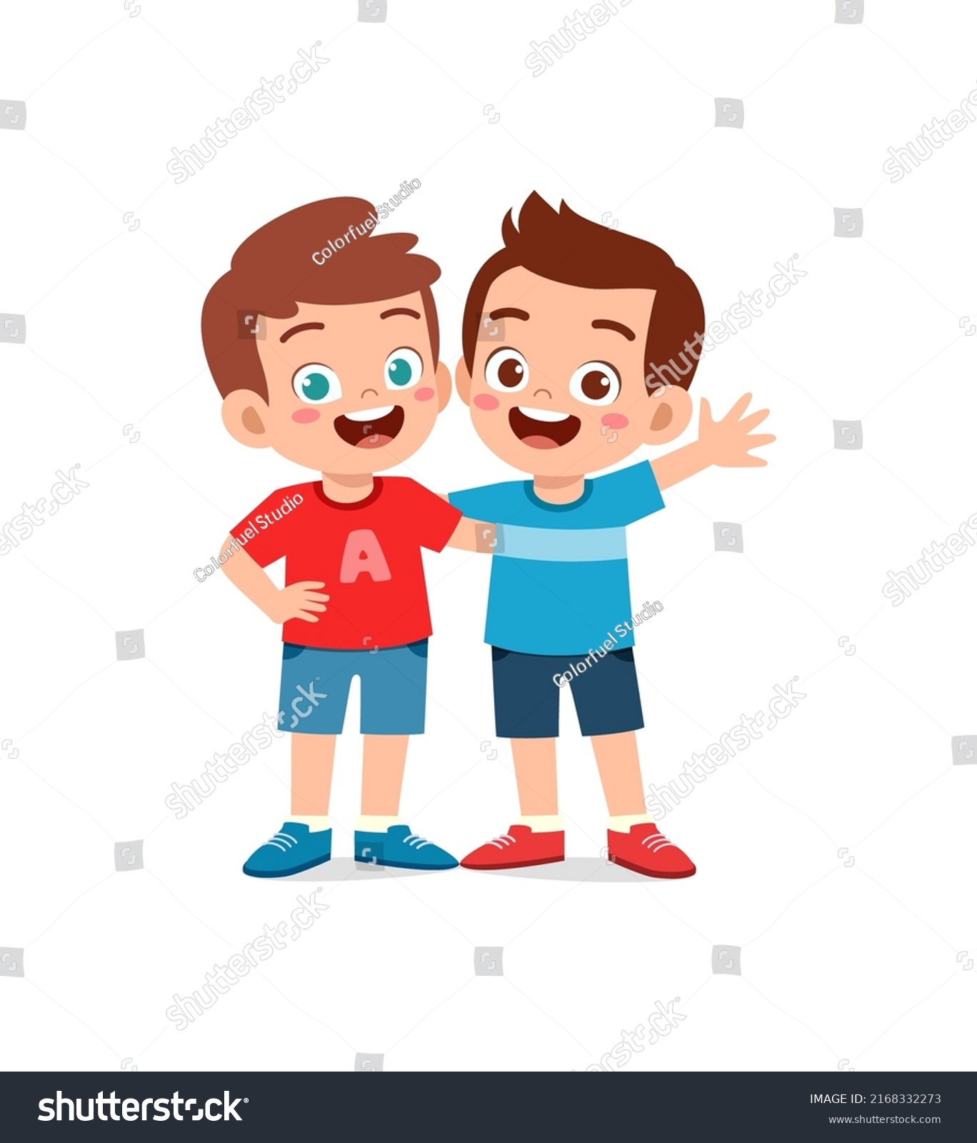 Little Kid Hug Best Friend Feel Stock Vector (Royalty Free) 2168332273 ...