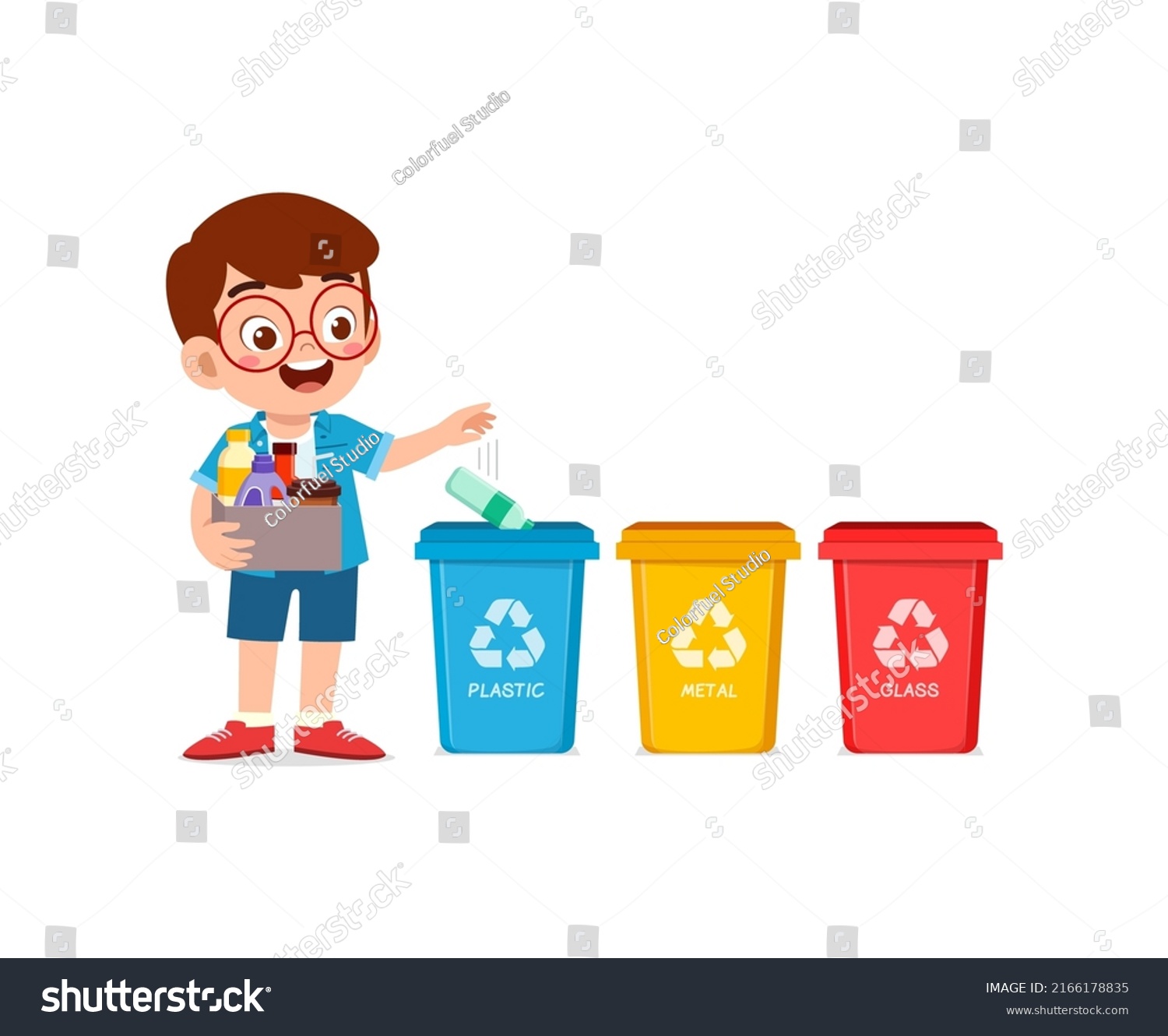 Little Kid Throw Plastic Waste Recycle Stock Vector (Royalty Free ...