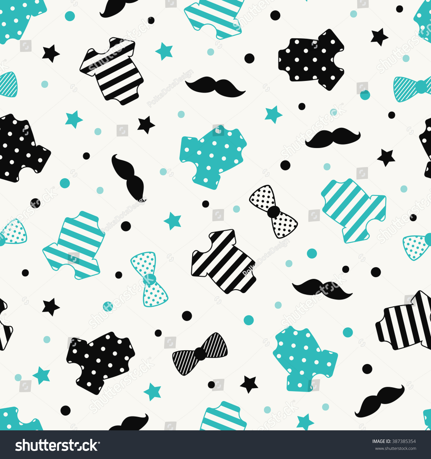 Little Man Seamless Pattern Blue Black Stock Vector ...