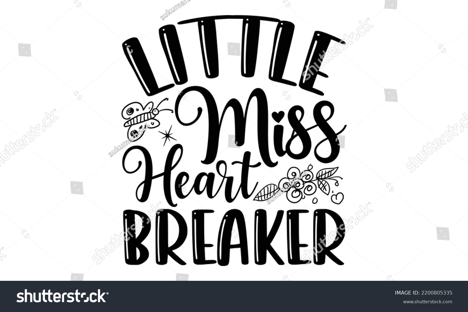 SVG of Little Miss Heart Breaker - Valentine's Day t shirt design, Hand drawn lettering phrase, calligraphy vector illustration, eps, svg isolated Files for Cutting svg