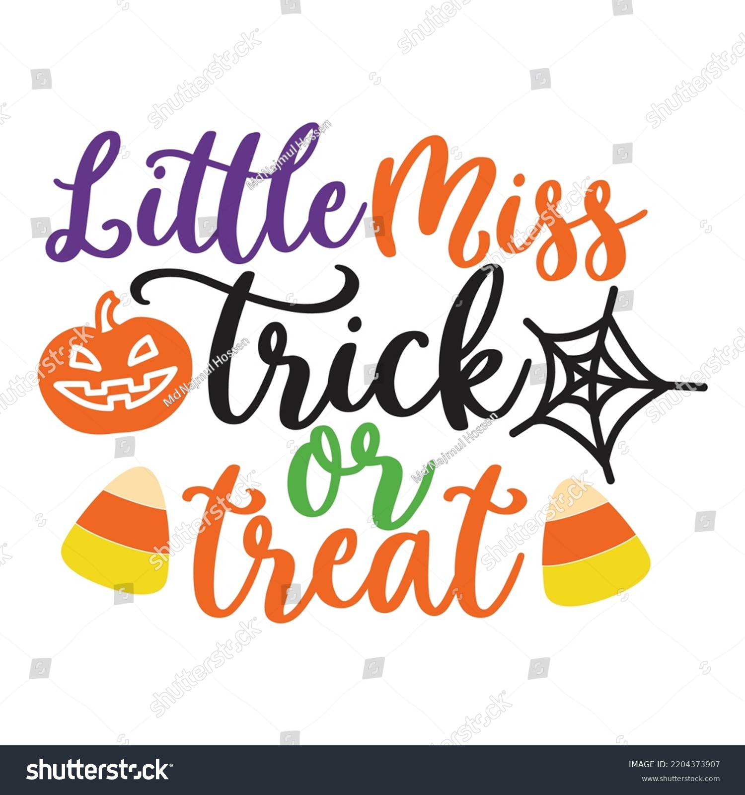SVG of Little Miss Trick Or Treat, Happy Halloween Shirt Print Template Sweeet Halloween Pumpkin candy Scary Boo Witch Spooky Bat Vintage Retro Grim Reaper Fairy hocus pocus, Sanderson sisters vector svg
