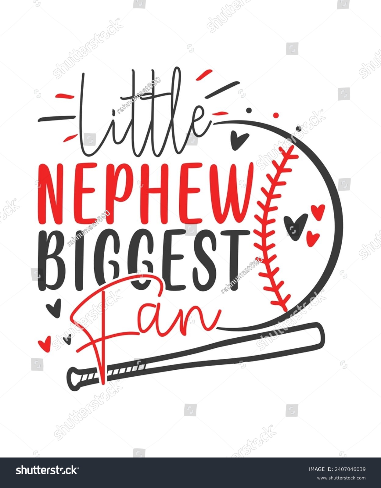 SVG of Little nephew biggest fan baseball love, Baseball vector design, Baseball Quote Bundle, Proud Baseball Family Shirt svg