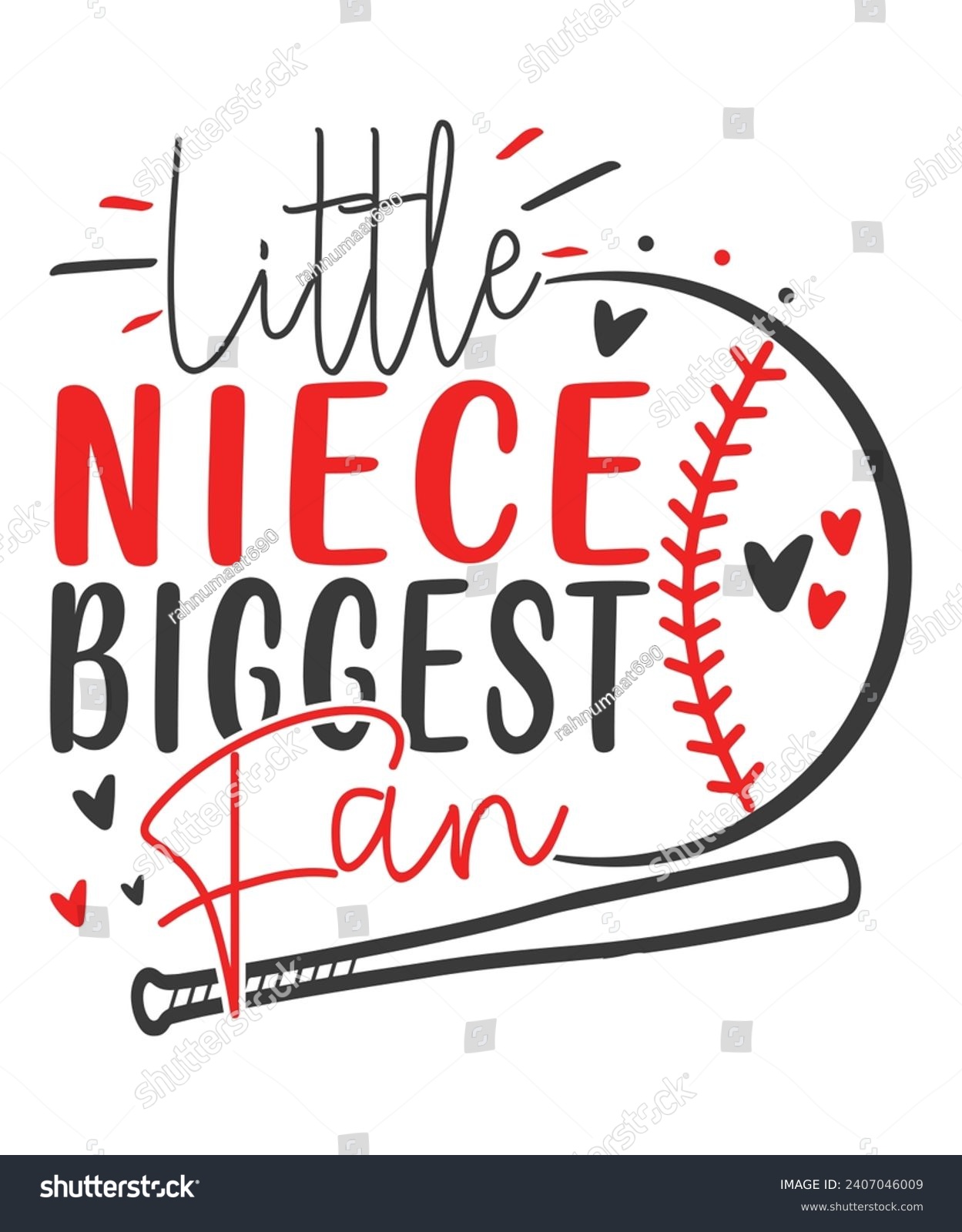 SVG of Little niece biggest fan baseball love, Baseball vector design, Baseball Quote Bundle, Proud Baseball Family Shirt svg