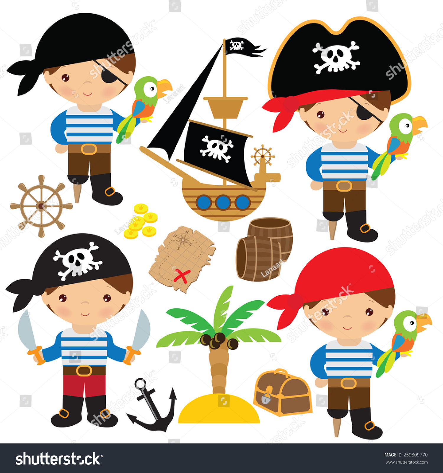 Little Pirate Vector Illustration - 259809770 : Shutterstock