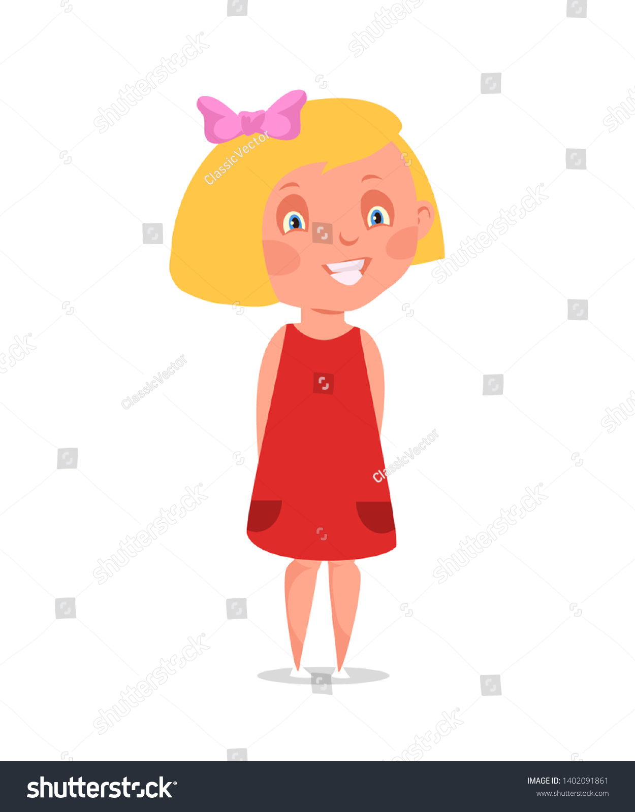 Little Preschool Girl Flat Vector Illustration Stock Vector (Royalty ...