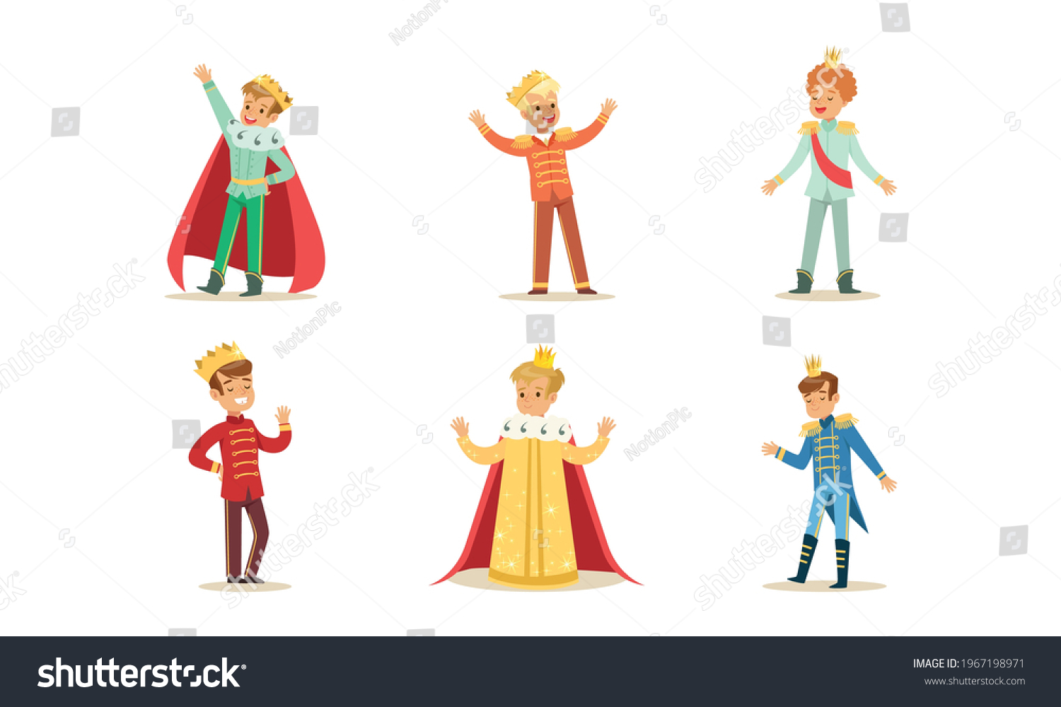 Little Princes Set Cute Boys Golden Stock Vector (Royalty Free ...