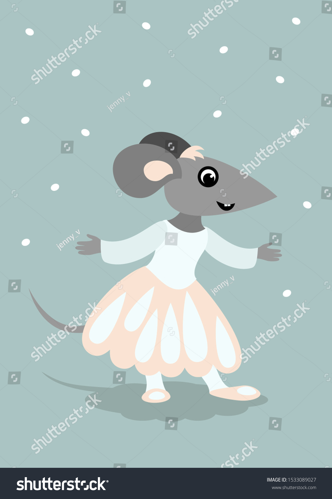 Little Rat Dancer Dress Symbol Year Stock Vector (Royalty Free