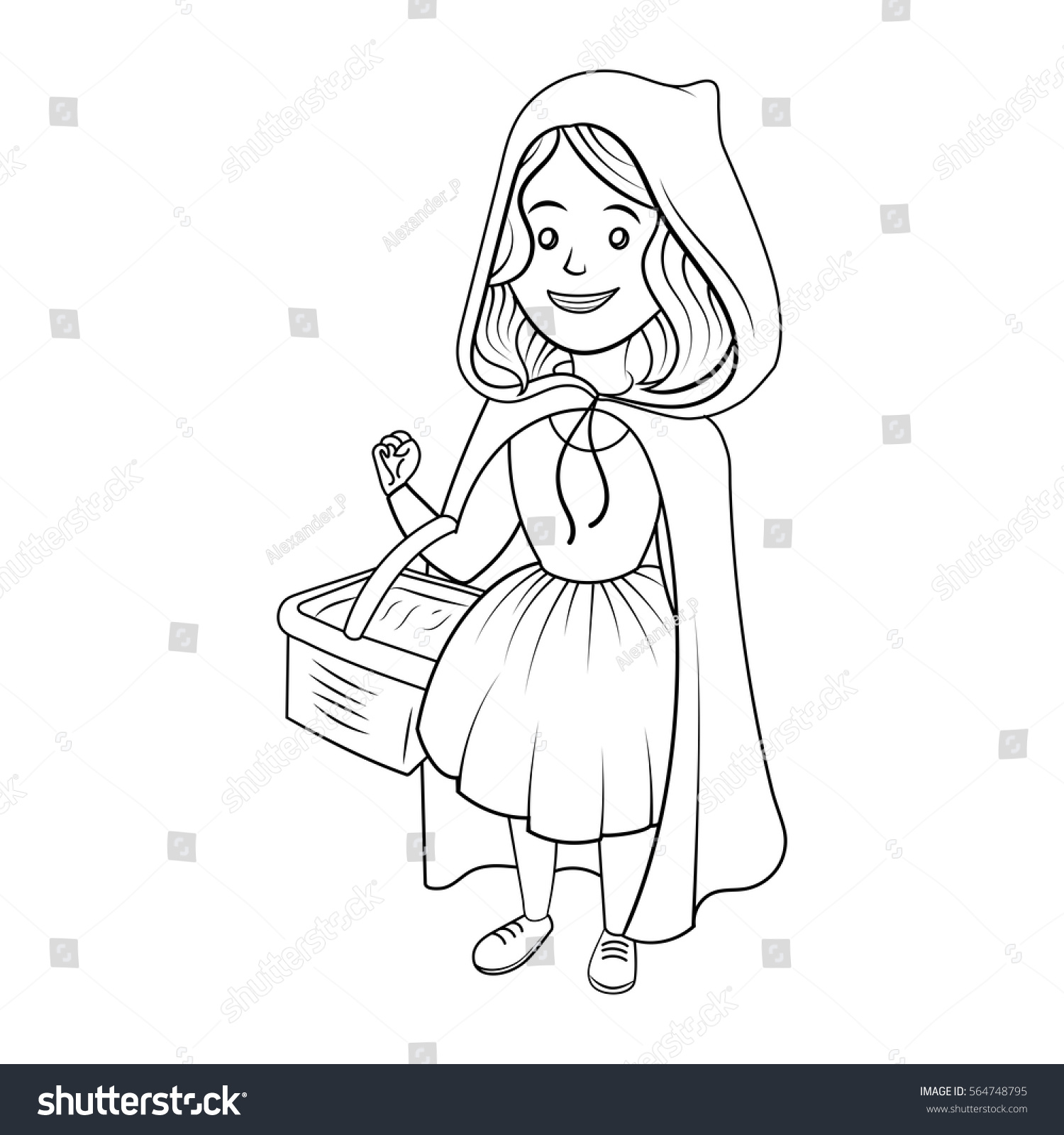 Little Red Riding Hood coloring book vector illustration