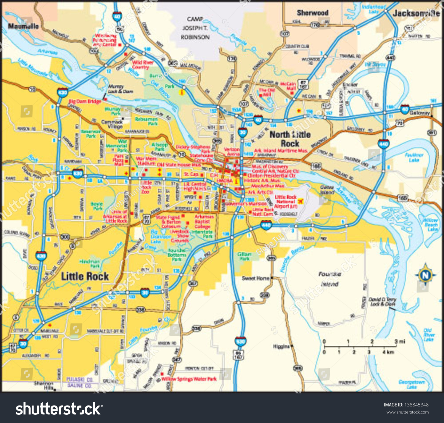 Little Rock Arkansas Area Map Stock Vector (Royalty Free) 138845348