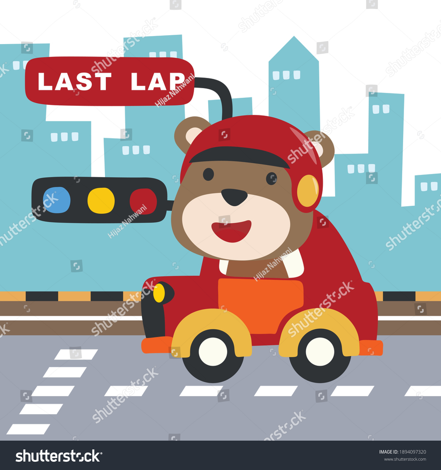 Little Teddy Bear Racer Vector Cartoon Stock Vector (Royalty Free ...