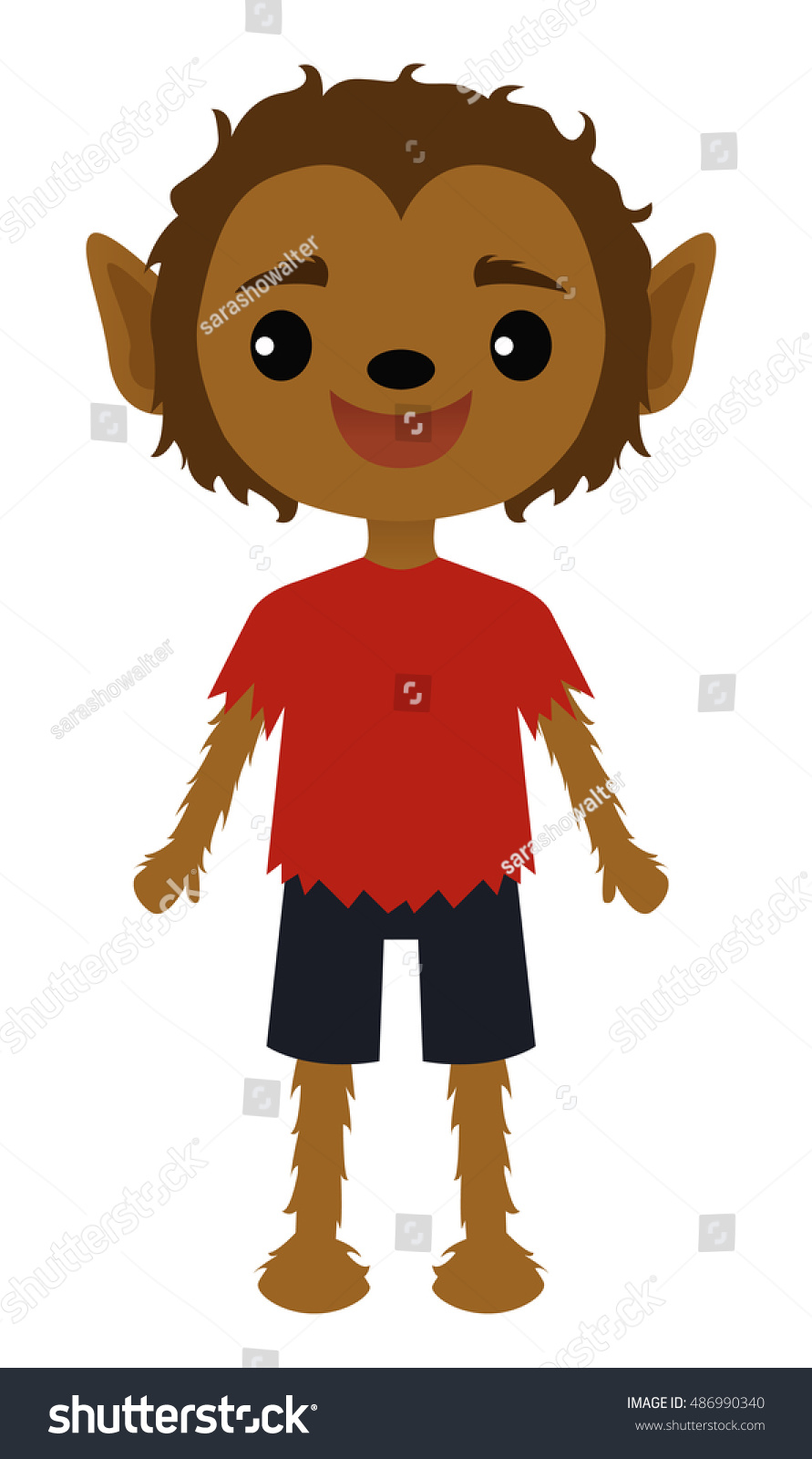 Little Werewolf Stock Vector (Royalty Free) 486990340