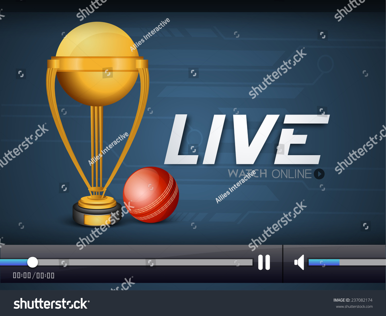 Live Cricket Telecast Video Player Window Stock Vector (Royalty Free ...