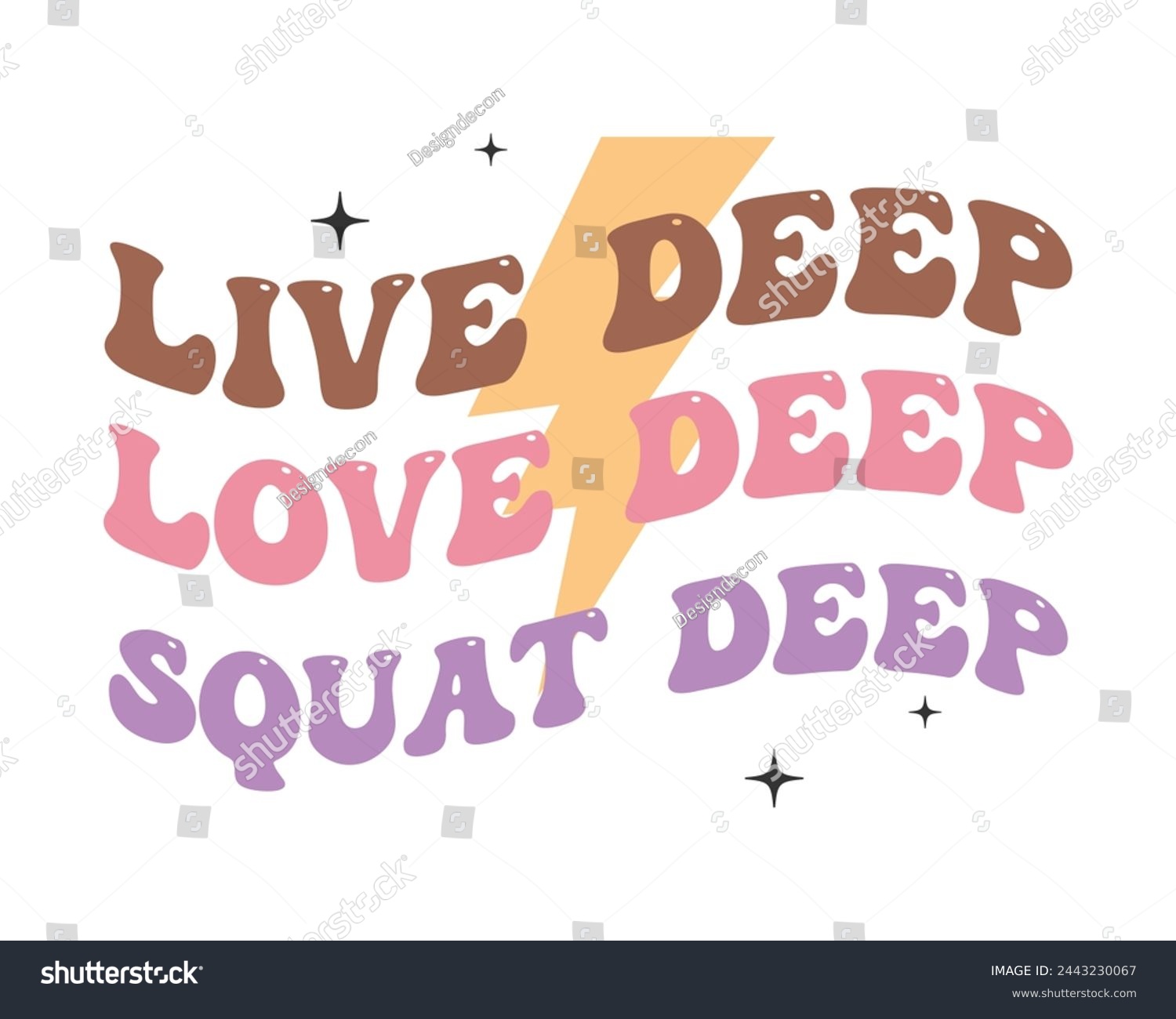 SVG of Live deep love deep squat deep Workout Gym Quote Lettering Retro Pink typography art sublimation on white background svg