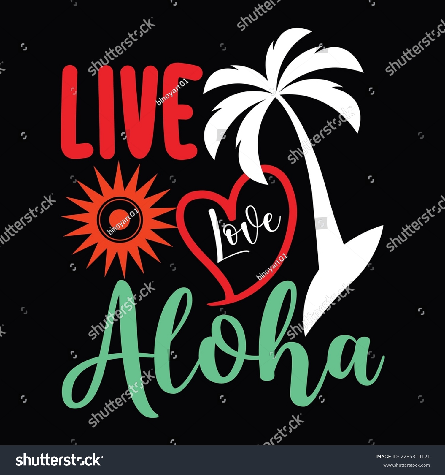 SVG of live love aloha summer calligraphy t shier design svg