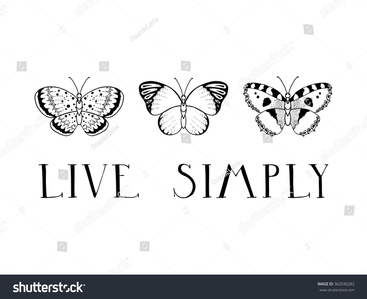 Live Simply Inspirational Quote Black White Stock Vector Royalty