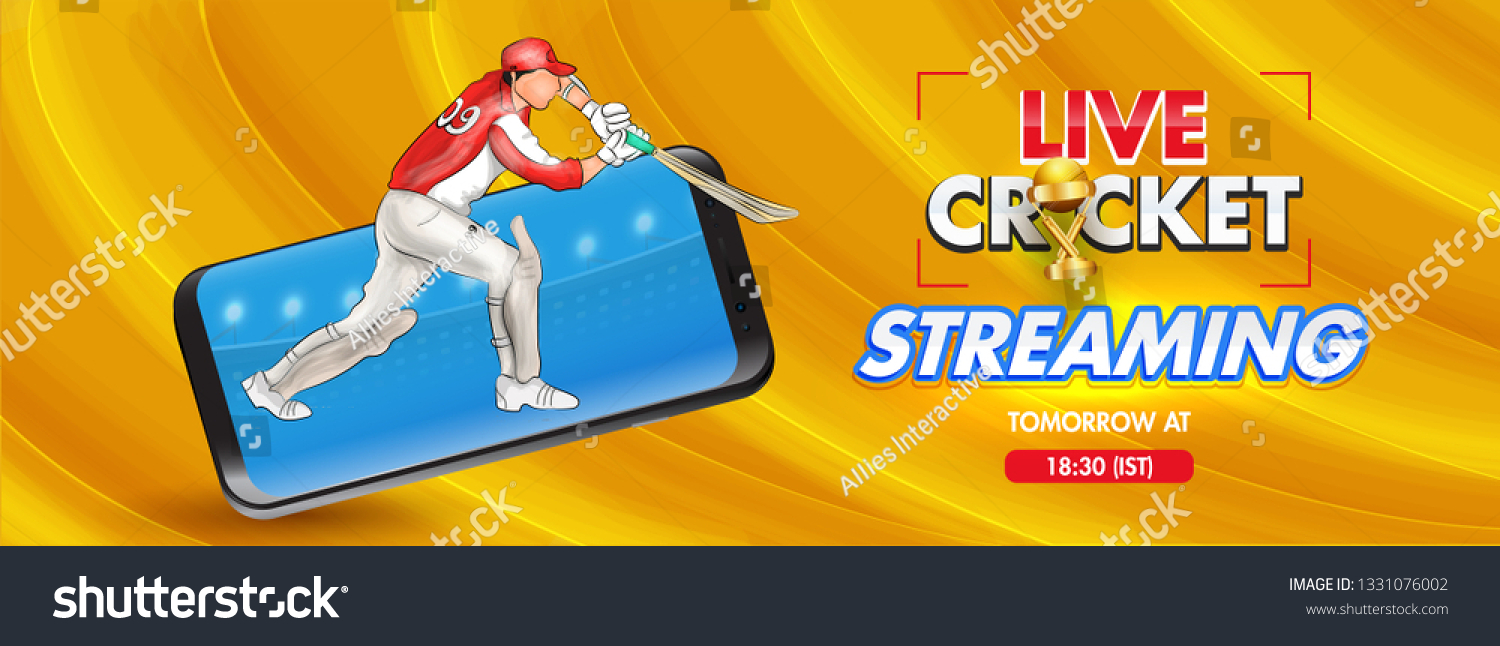 Live Streaming Cricket Header Banner Design Stock Vector Royalty Free