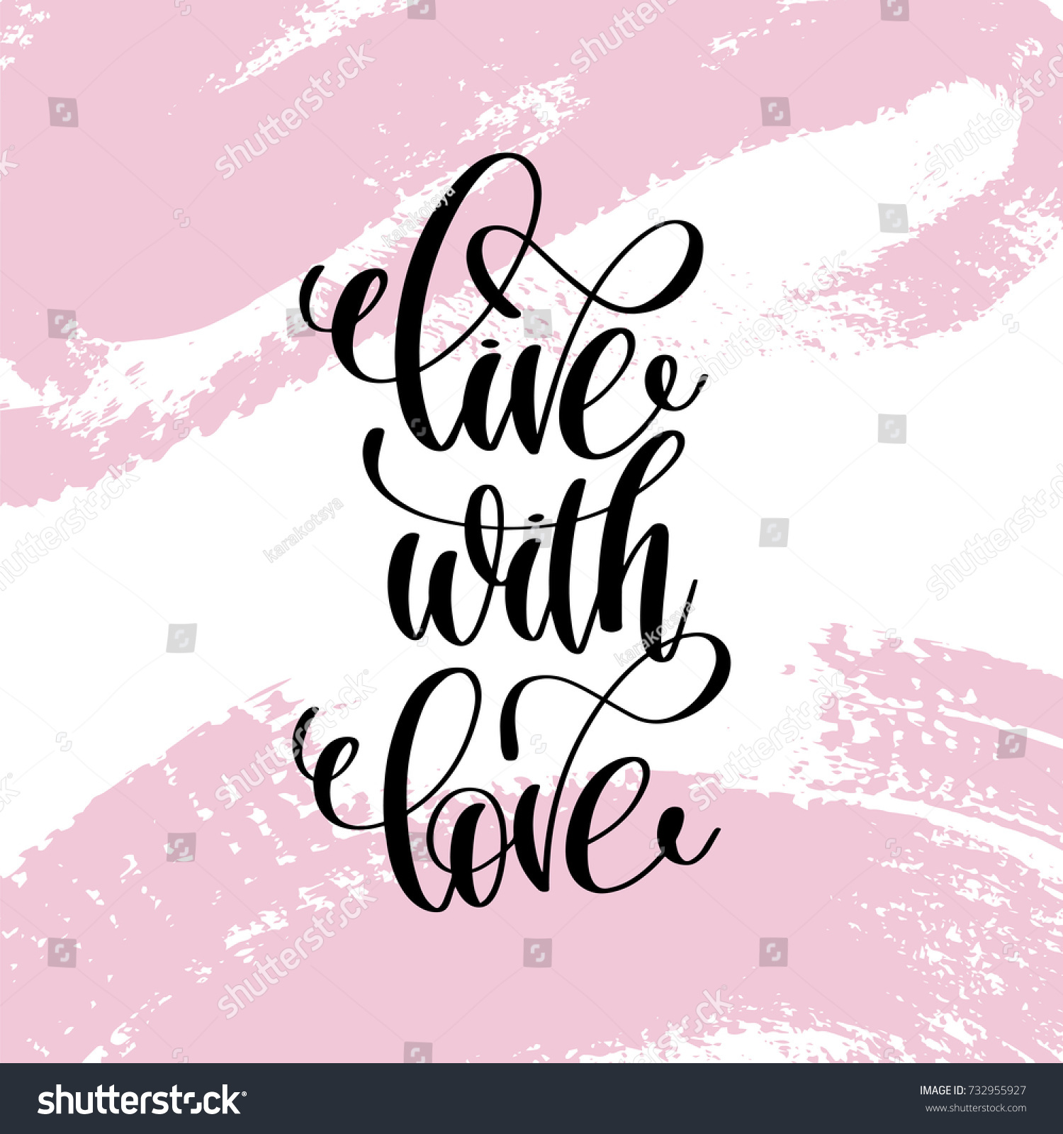 live with love hand written lettering positive quote about life and love calligraphy vector illustration