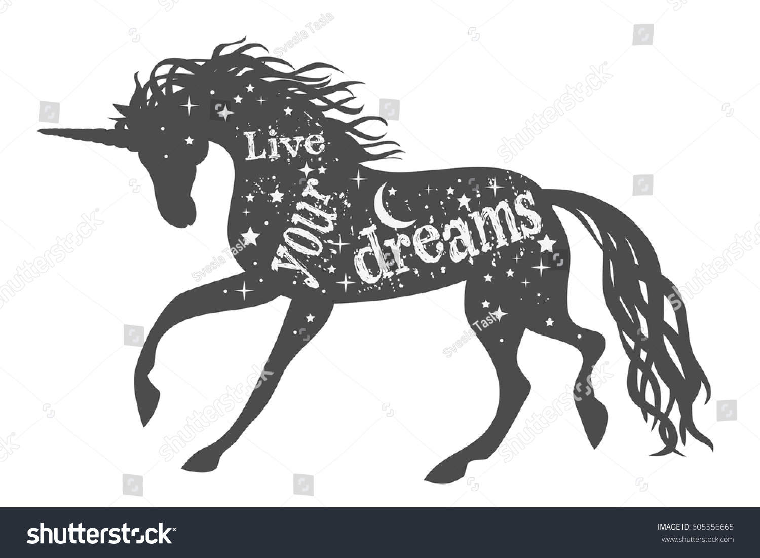 Download Live Your Dreams Magic Unicorn Silhouette Stock Vector ...