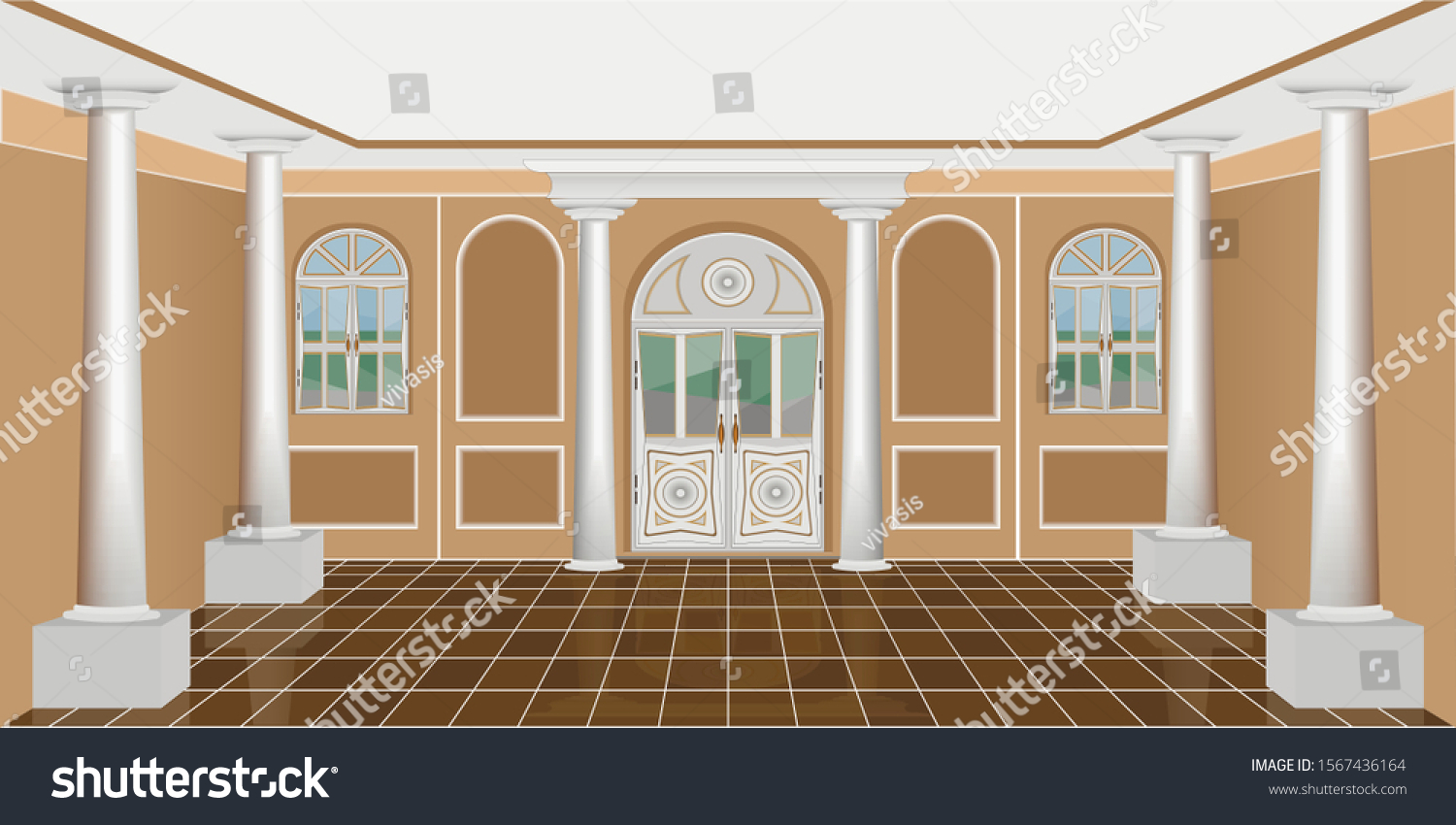 Living Room Interior Without Columns Stock Vector (royalty Free 