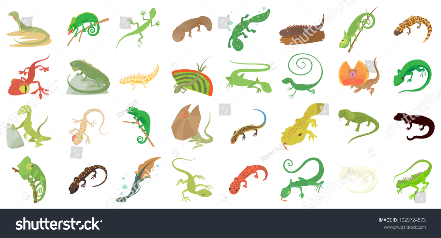 Lizard Icon Set Cartoon Set Lizard Stock Vector (Royalty Free ...